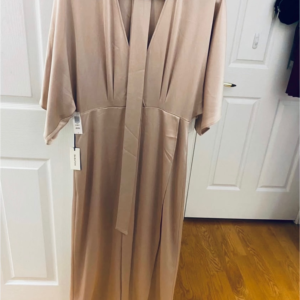 Babaton Blush Beige Wrap-Style Maxi Dress